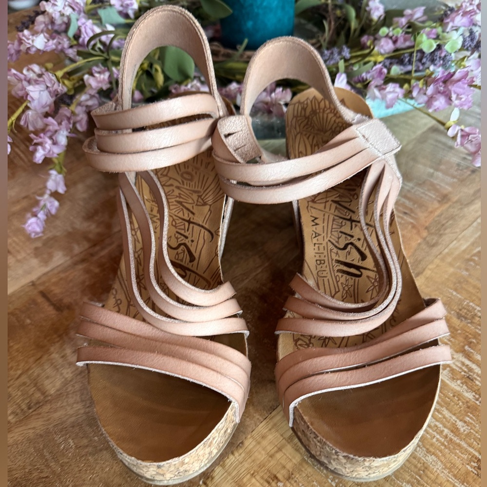 Wedge Sandals with Multi-Strap Detail in Blush